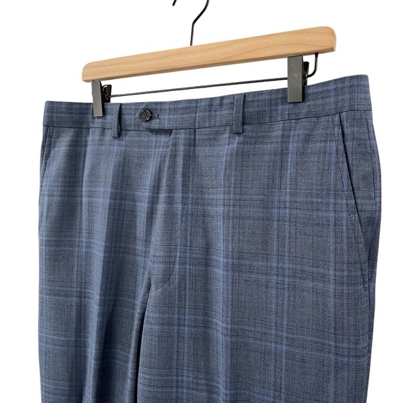 Hart Schaffner Marx 2 Piece Suit Mens 40L 34W Blue Wool Plaid Chicago Fit  $795 - Picture 15 of 16